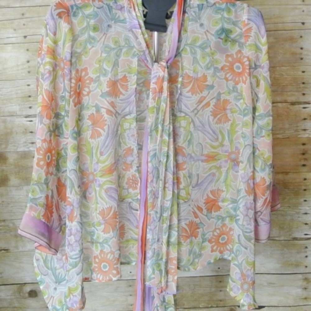 INVESTMENTS Open Print Kimono S‎ Floral Sheer